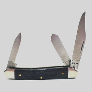 Vintage CASE XX 1989 63087 Medium Stockman 1 Dot SS 3 Blade Black Jigged Handle